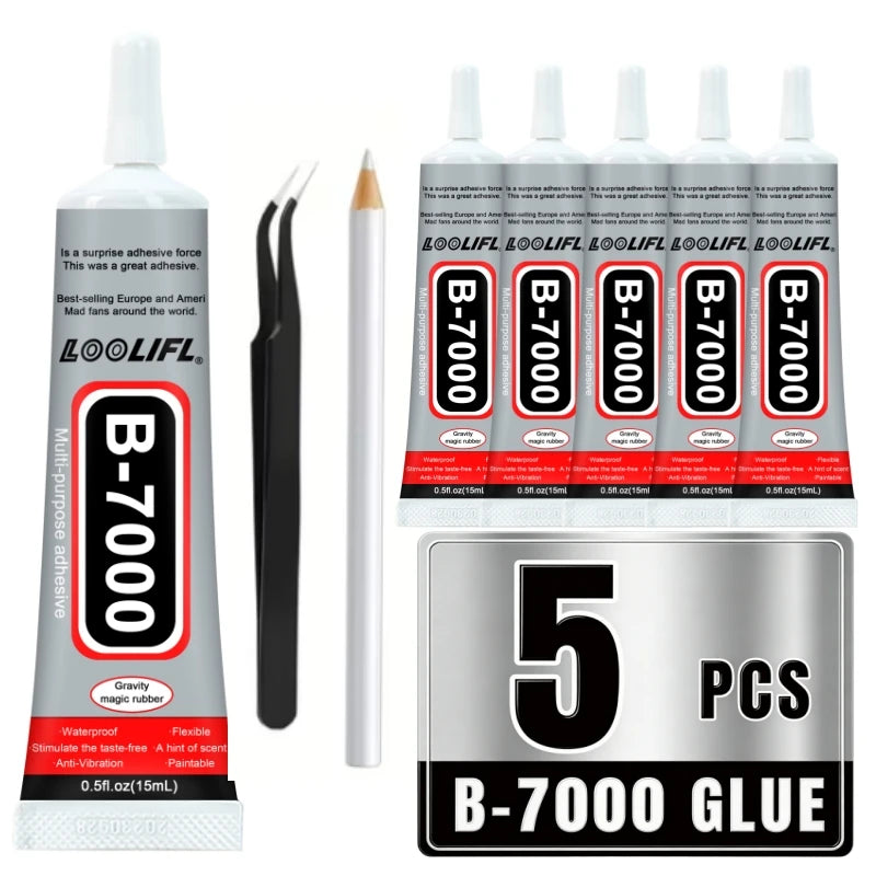 5Pcs B7000 Multipurpose Clear Bonding Glue Flexible Long Lasting Adhesive For Jewelry Electronic DIY Craft Supplies