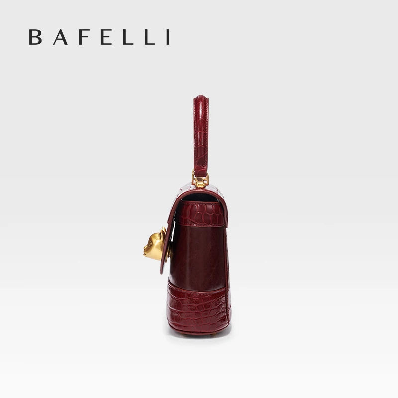 BAFELLI HANDBAG 2026 WOMEN'S NEW CROSSBODY LEATHER PURSE EVENING BAG CROCODILE GRAIN DESIGNER BUCKET CAT LUXURY BRAND FASHION