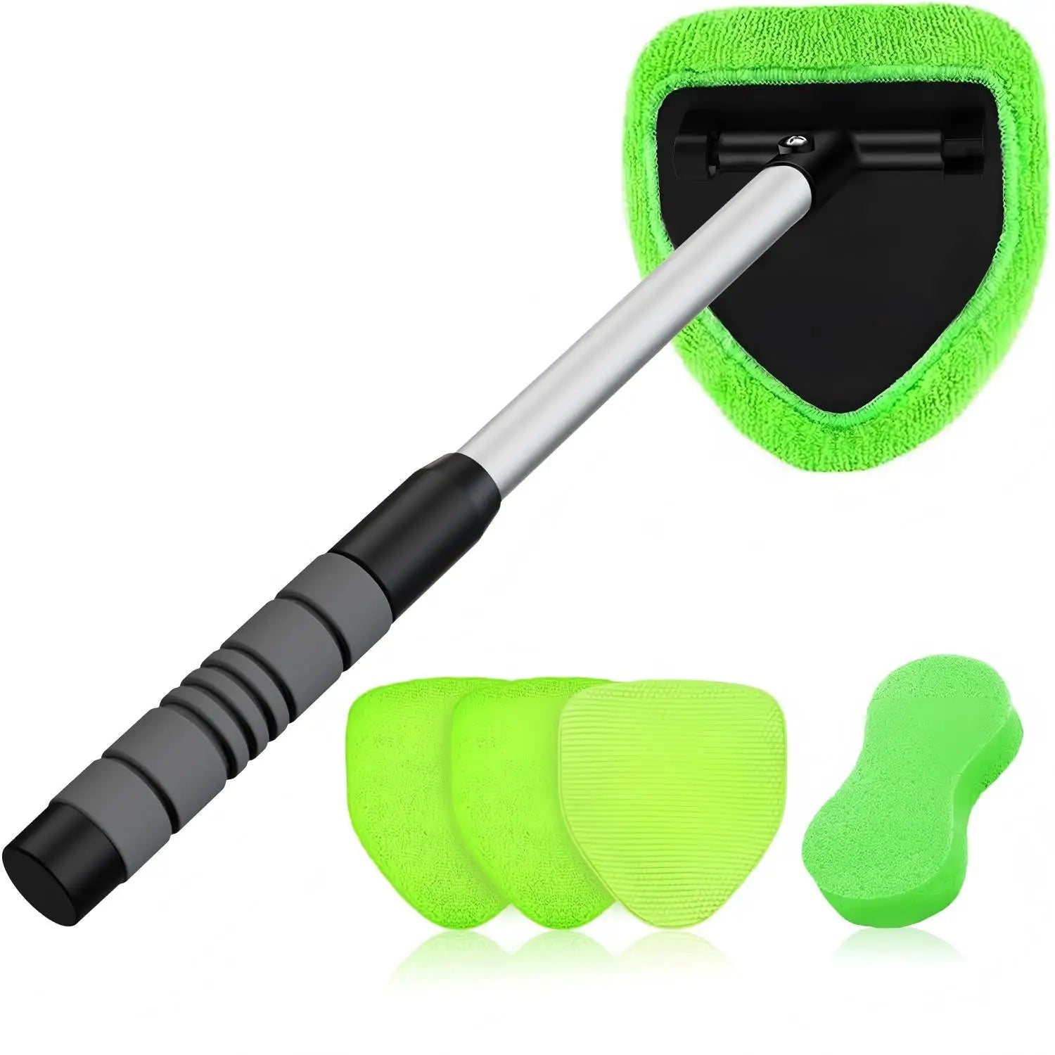 All-in-One Windshield Cleaner Set - Extendable Handle, 4 Microfiber Pads, Spray Bottle Included, Car & Home Dual Use Glass Tool