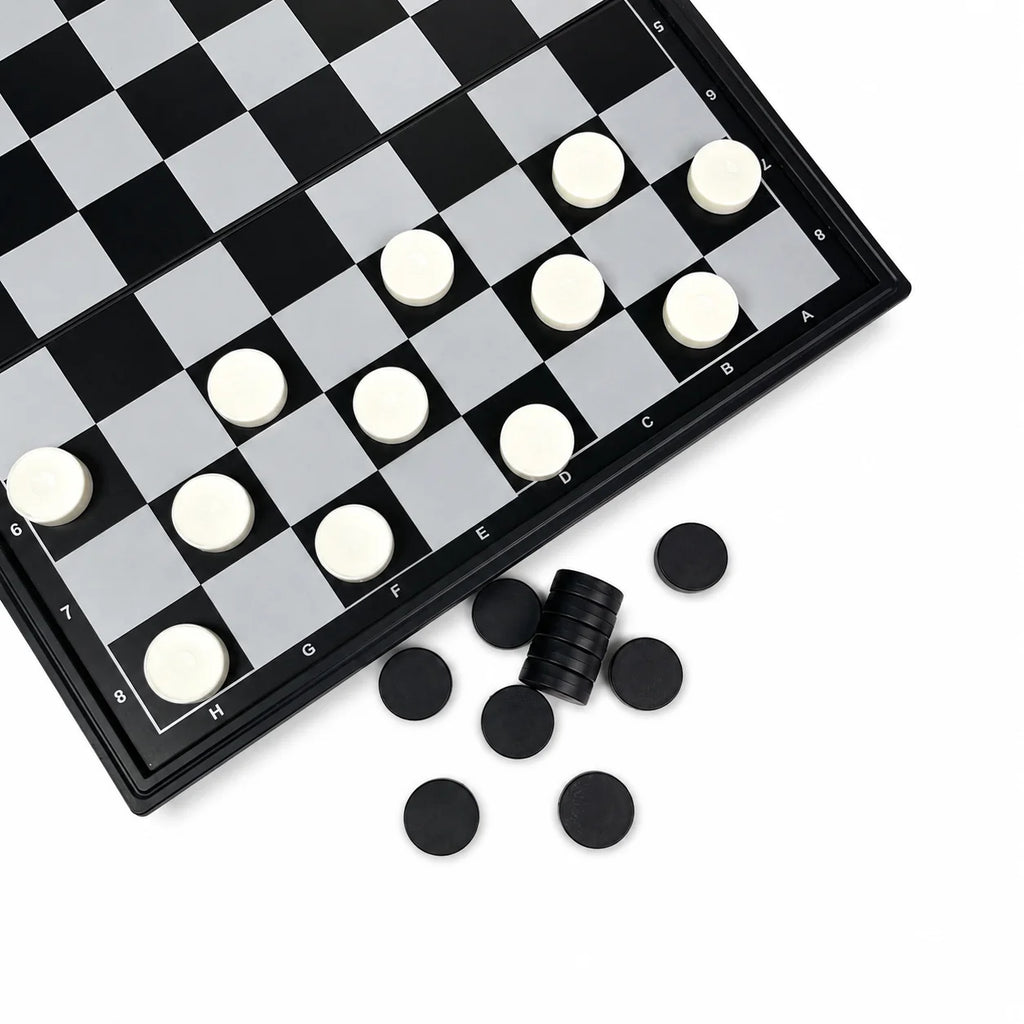 19.1x19.7cm Folding Magnetic Checkers Set 64 Squares Board Game Portable Travel Educational Puzzle Toy Gift for Kids Adults