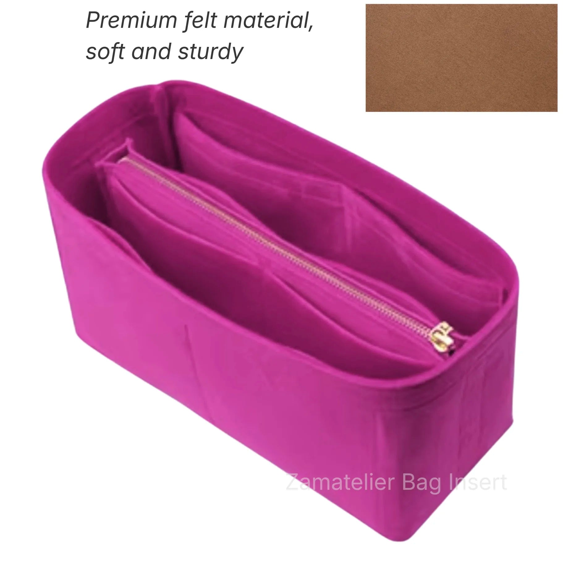 Fit for Picotin 18/22/26/31/, PM/MM/GM Bag Organizer Insert Purse Liner, Felt Purse with Zipper Middle Detachment Pouch Shaper