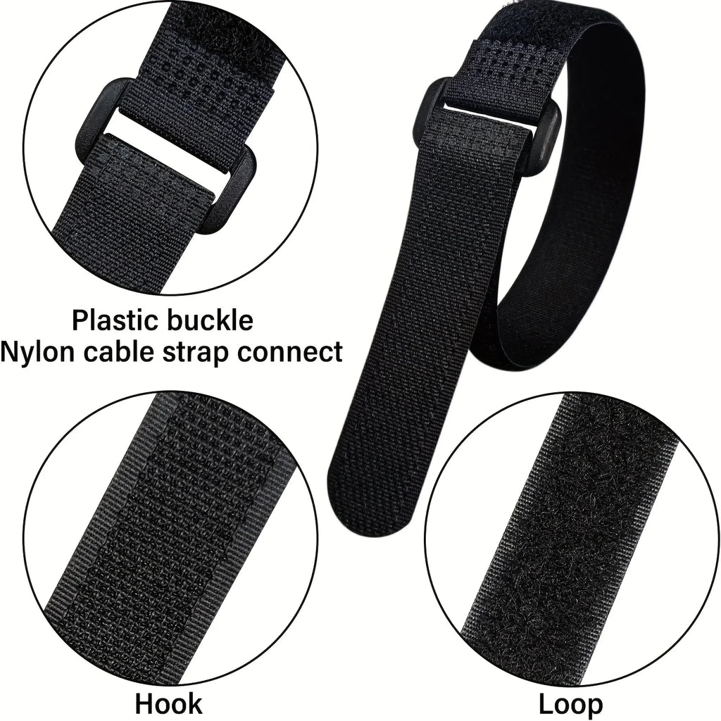 Velcros Straps Reusable Organizer Black Hook and Loop Nylon Fastener Cable Ties Adjustable Wire Wrapping Cable Cord Management