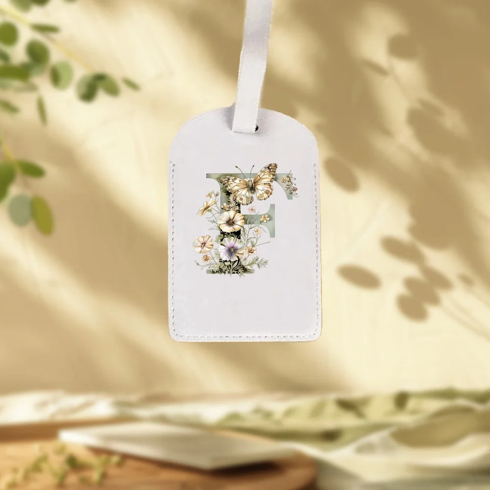 Custom White Luggage Tags Suitable for Suitcase, Clothing & Jewelry - Name/Logo/Text, 26 Floral Letter & Alphabet Tags