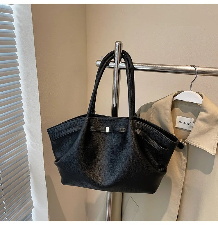 Luxury Fashion Niche Design Soft PU Leather Tote Bag Spacious Capacity Women's Shoulder Bag Crossbody Bag Commuting Travel