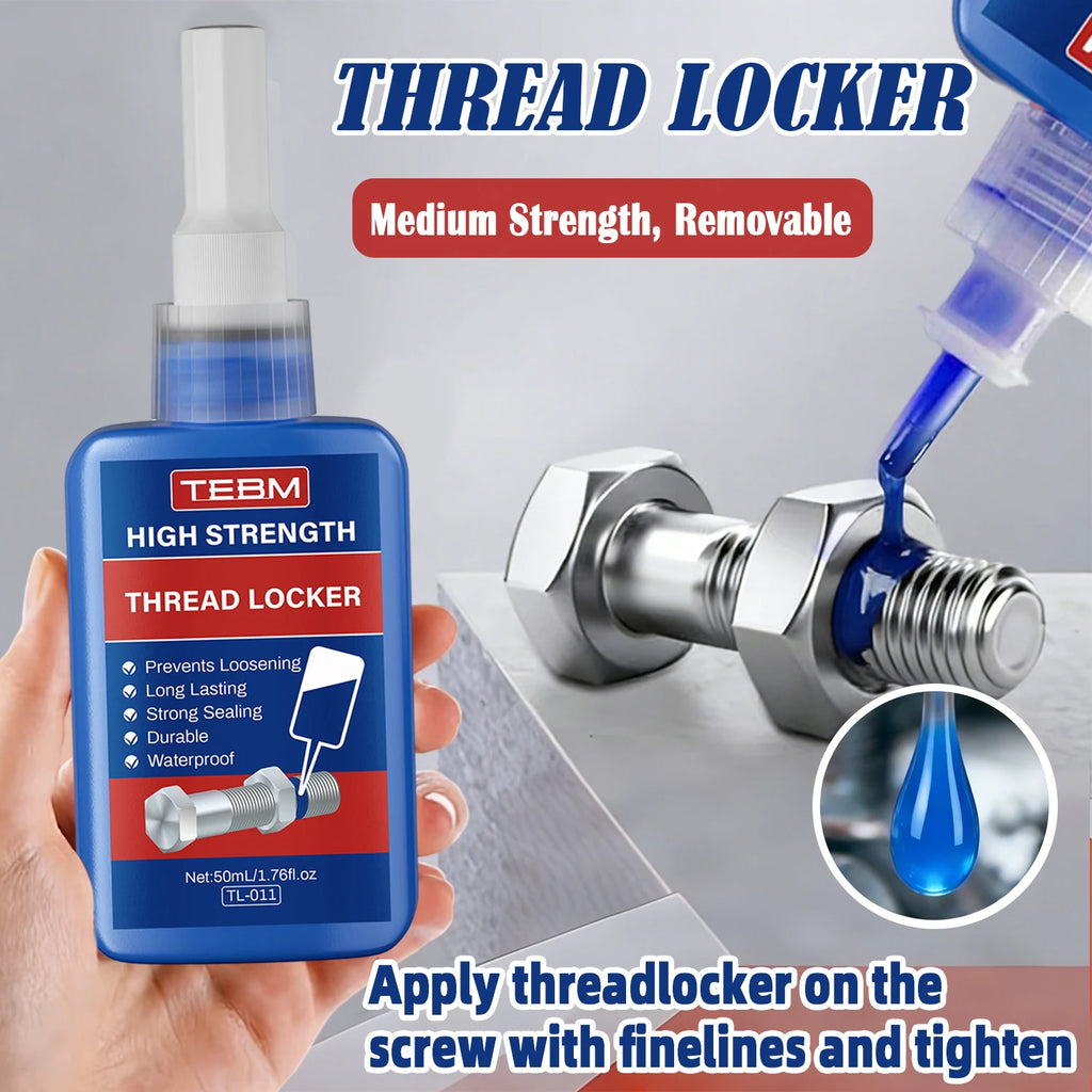 Thread Locking Agent, Medium Strength Blue Anaerobic Adhesive for Fixing Screws and Nuts, Anti-Loosening, Oil Resistant