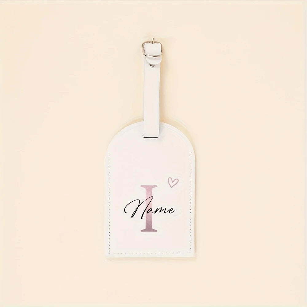 Custom Name Tag - Elegant Font Engraving Name/Initials, PU Material - Wedding,Birthday, Travel Gift - Customizable Letter (A-Z)