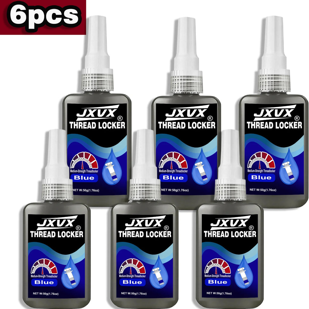 Blue/Red Medium to High Strength Threadlocker Quick-Drying Screw Locking Agent 50ml Anaerobic 243/271 Thread Locking Liquid Strong Anti-Slip Thread Fixing Adhesive Impact-Resistant, Anti-Loosening,  Rust-Proof.