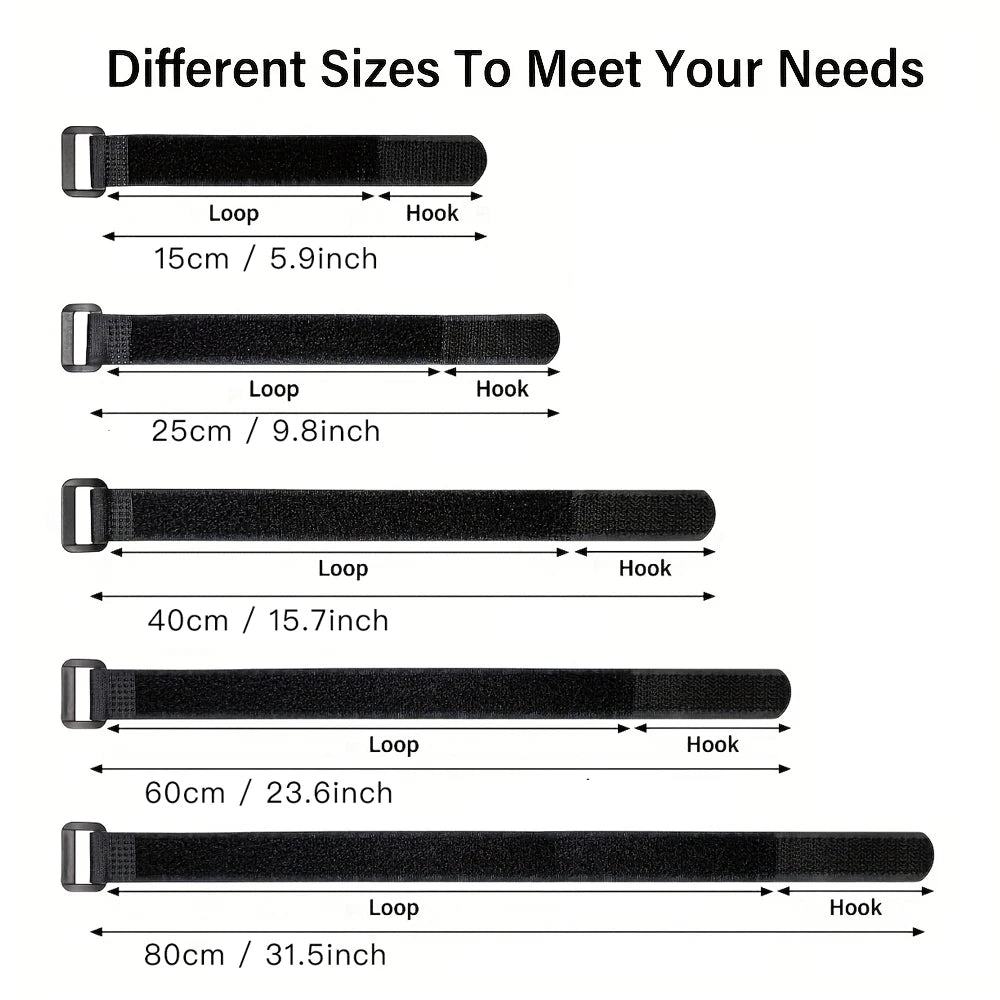 Velcros Straps Reusable Organizer Black Hook and Loop Nylon Fastener Cable Ties Adjustable Wire Wrapping Cable Cord Management