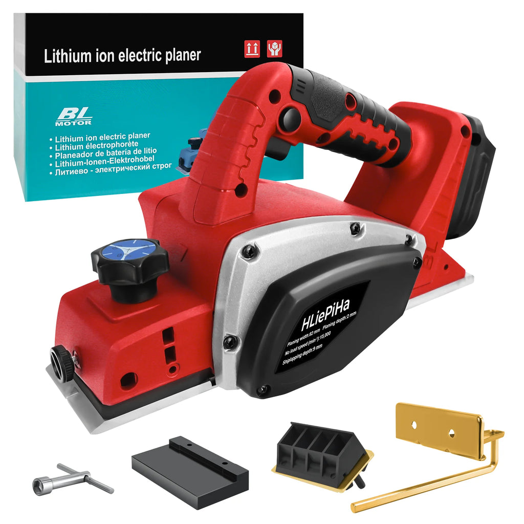 Brushless Electric Planer 15000RPM Cordless Handheld Power Planer Carpenter Home DIY for Milwaukee 18V Battery (No Battery)