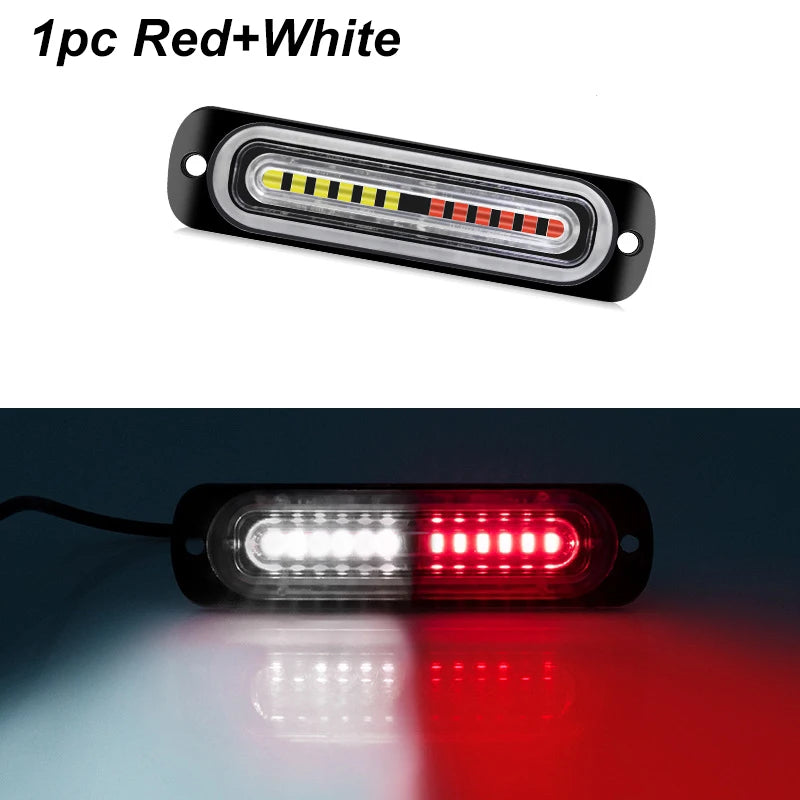 1x Truck 12V 24V 6smd LED Strobe Warning Light Strobe Grille Flashing Lightbar Car Beacon Lamp Amber Yellow White Traffic Light