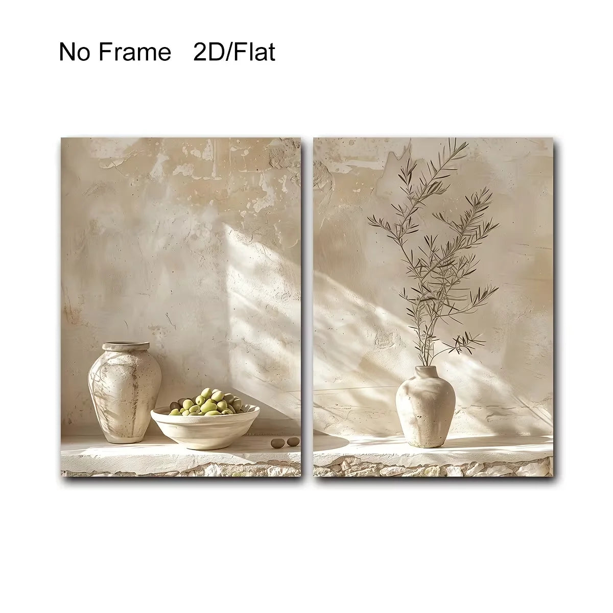 2pcs Modern Mediterranean Olive Trees Canvas Wall Art, Frameless Landscape Canvas Posters for Bedroom and Living Room Wall Decor