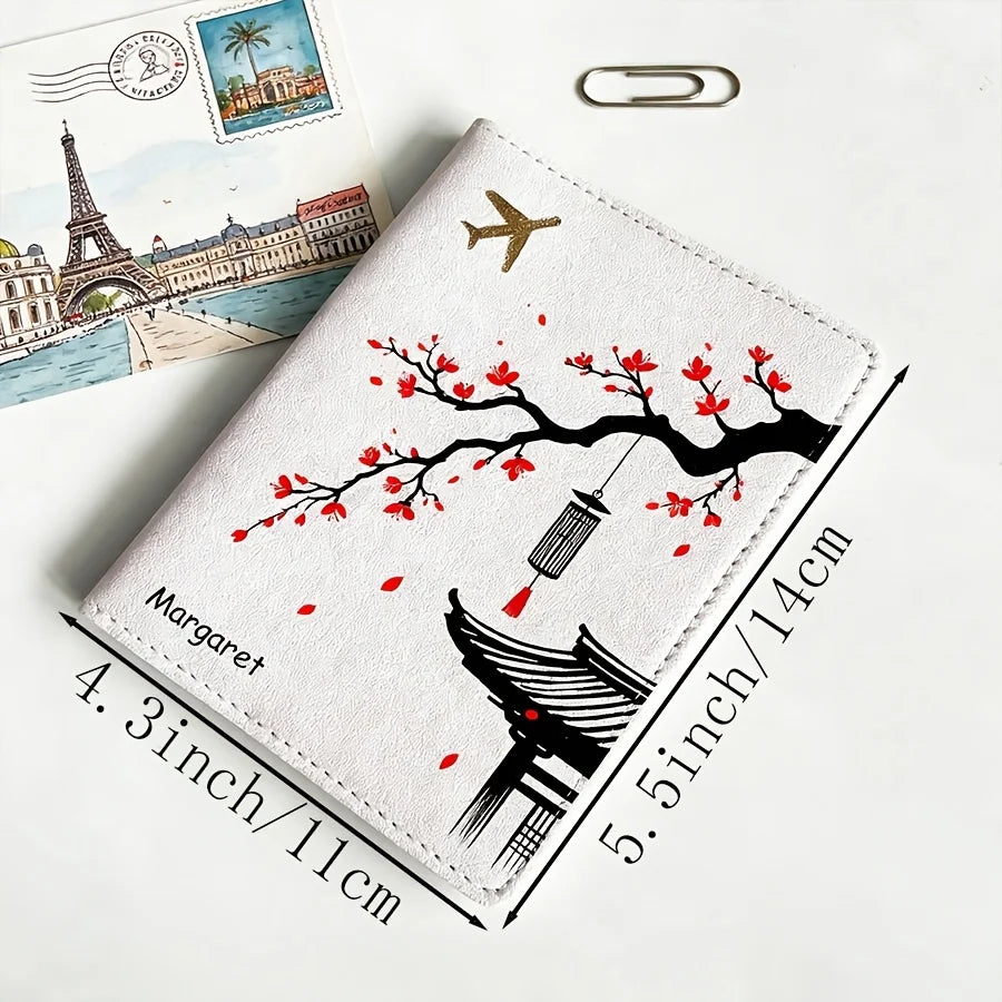 Floral Design Custom Passport Holder Lightweight Portable Travel Wallet Card Case Personalized Vacation Essential Gift