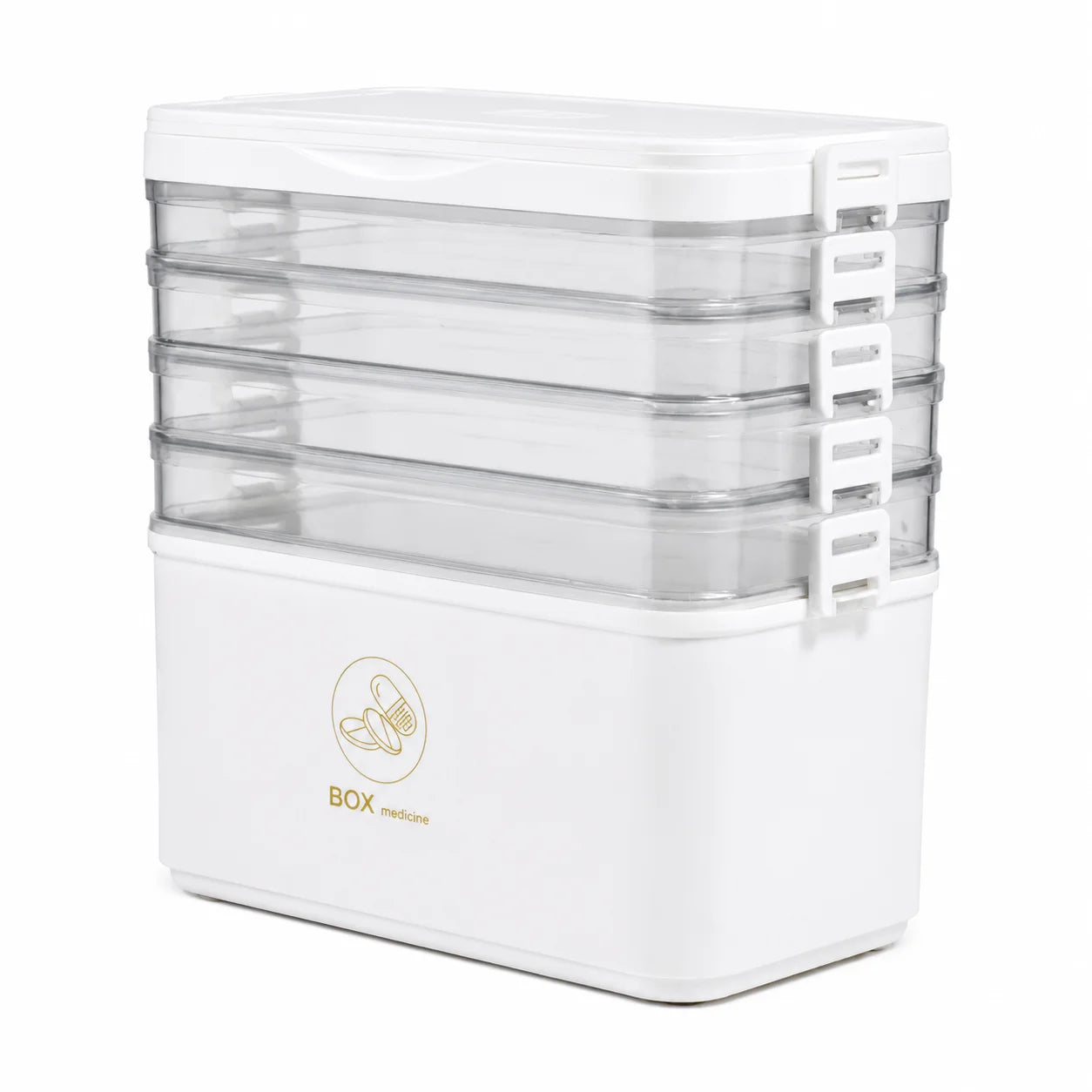YX Large-Capacity Multi-Tier Stackable Storage Box Practical Portable Home First Aid Emergency Kit with Transparent Lid and Handles Organizer for Pills Crafts Hair Accessories Cosmetics Small Items Kitchen Bathroom Office Dor