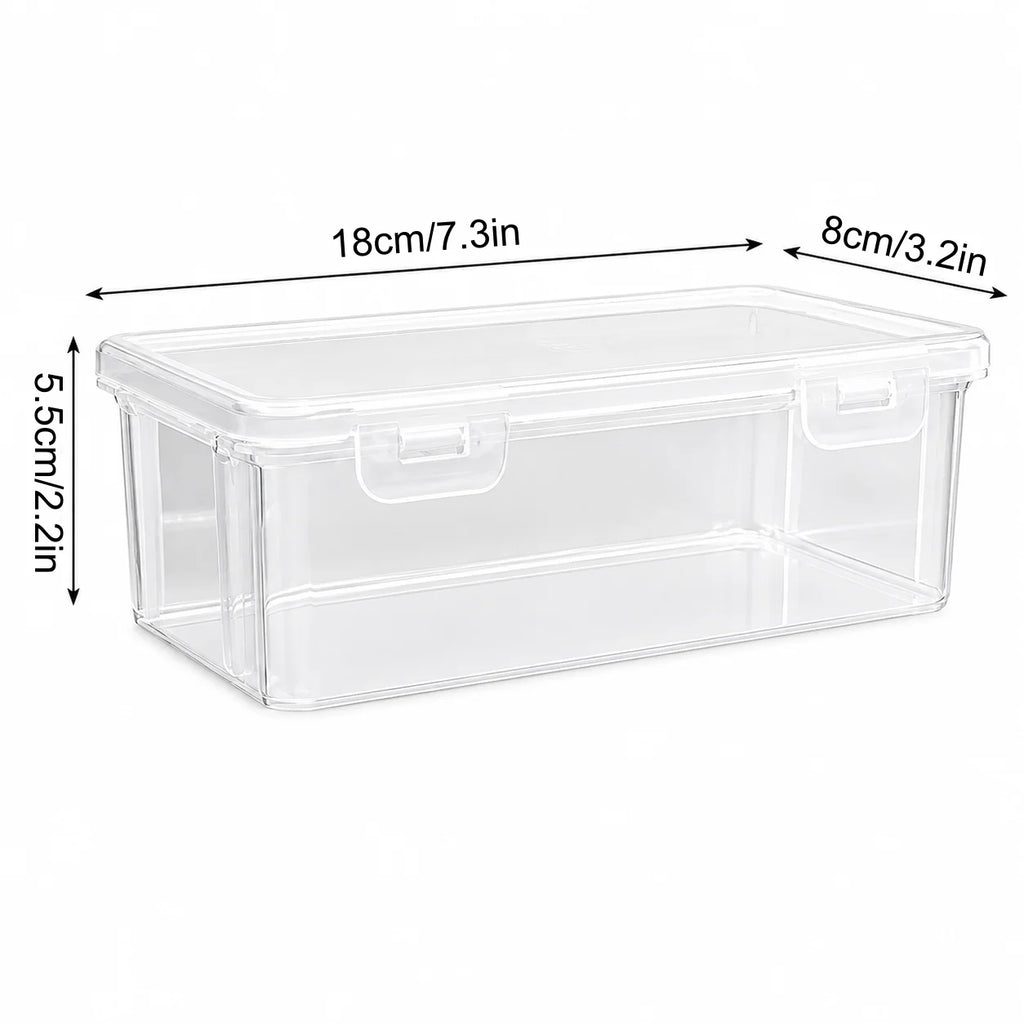 Clear Plastic Storage Boxes With Secure Lids Stackable Small Organizer Containers Dust Proof Home Storage Bins For Drawer Bathroom Kitchen Office Craft Cosmetic Sundries Organizing