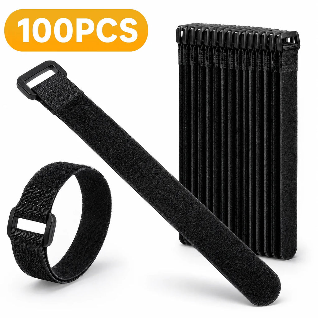 Velcros Straps Reusable Organizer Black Hook and Loop Nylon Fastener Cable Ties Adjustable Wire Wrapping Cable Cord Management