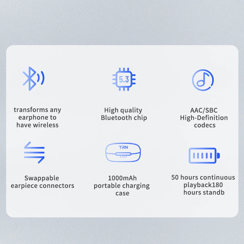 TRN BT20 Pro True Wireless Bluetooth 5.3 Earphone Module HiFi Earphone Upgrade Cable /MMCX Connector Replaceable Plug Ear Hook