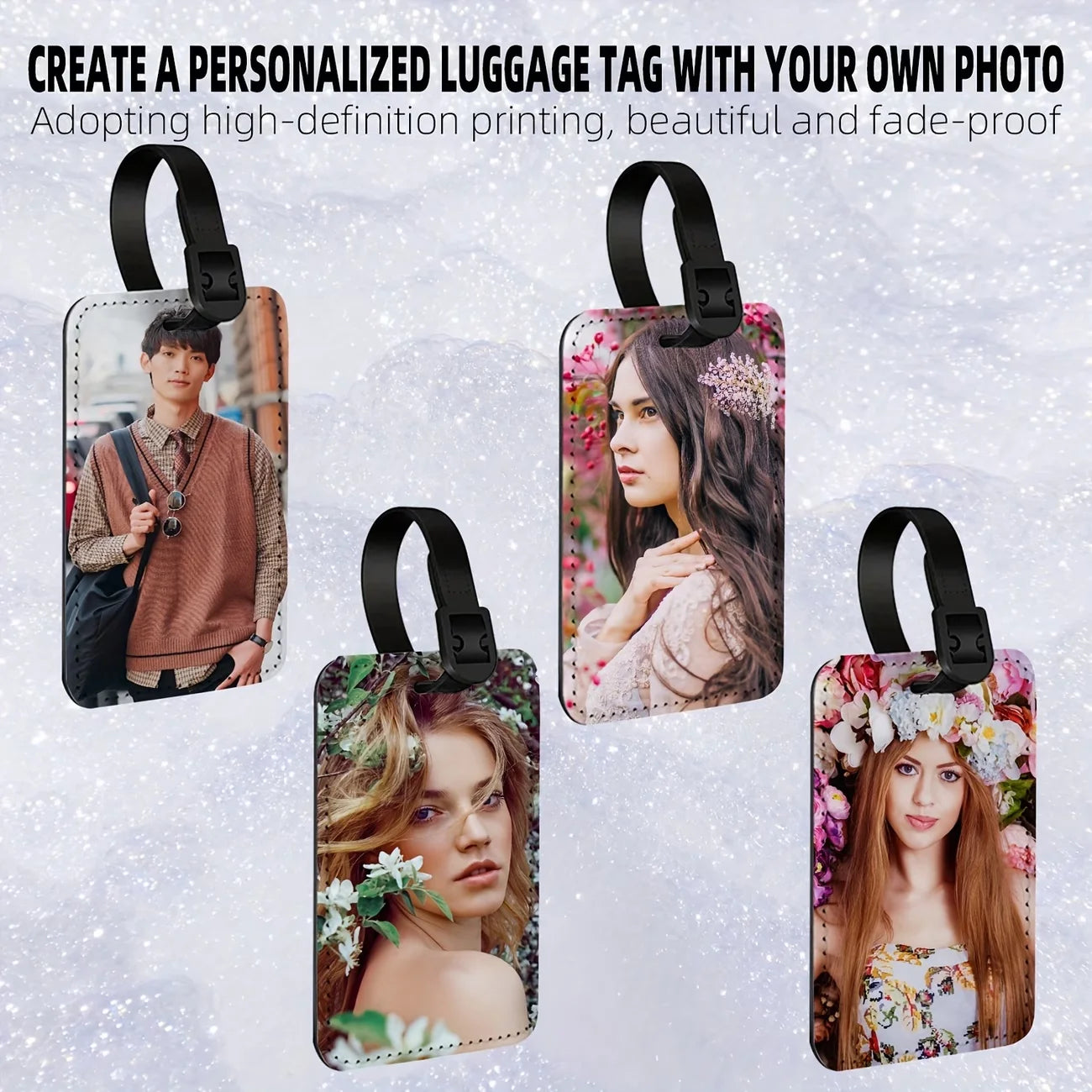 Customized Luggage Tags With Personalized Photos - Suitable for Suitcases, Backpacks and Handbags. Durable PU Travel Document