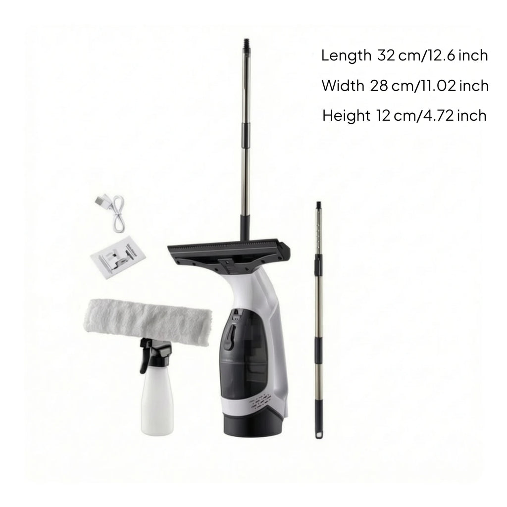 Window Vacuum Squeegee Cordless 2000Pa Electric Window Cleaner Tool with 2200mAh 150ml Water Collection Tank Window Cleaning Kit