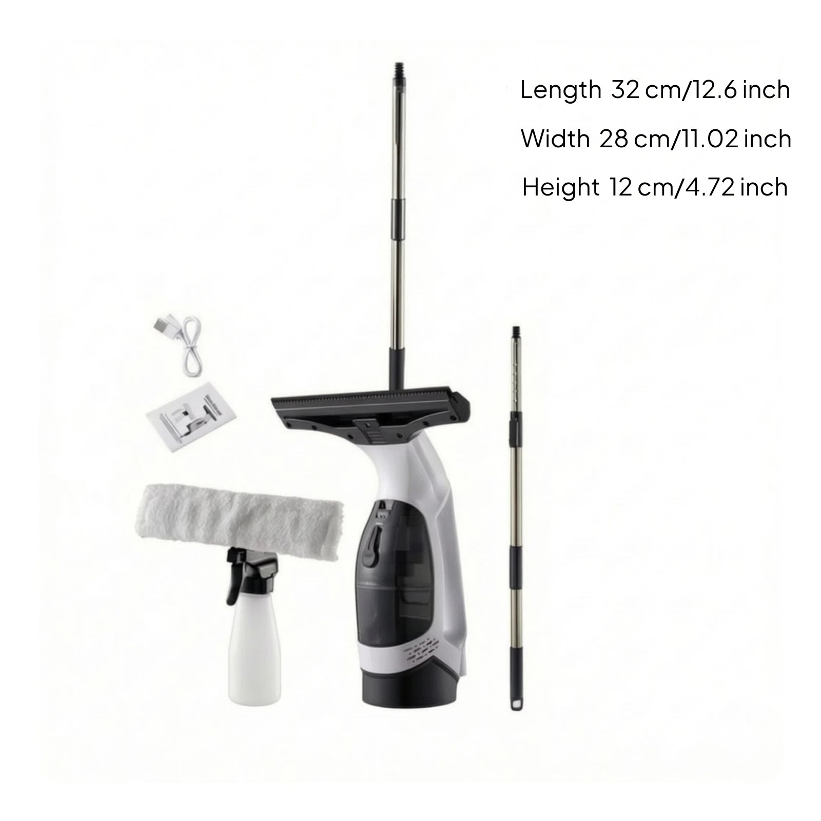 Window Vacuum Squeegee Cordless 2000Pa Electric Window Cleaner Tool with 2200mAh 150ml Water Collection Tank Window Cleaning Kit