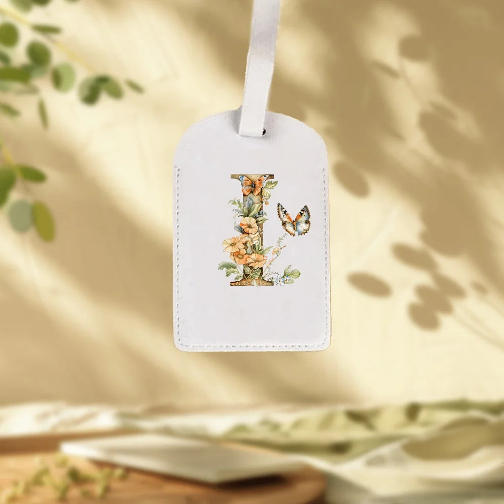 Custom White Luggage Tags Suitable for Suitcase, Clothing & Jewelry - Name/Logo/Text, 26 Floral Letter & Alphabet Tags