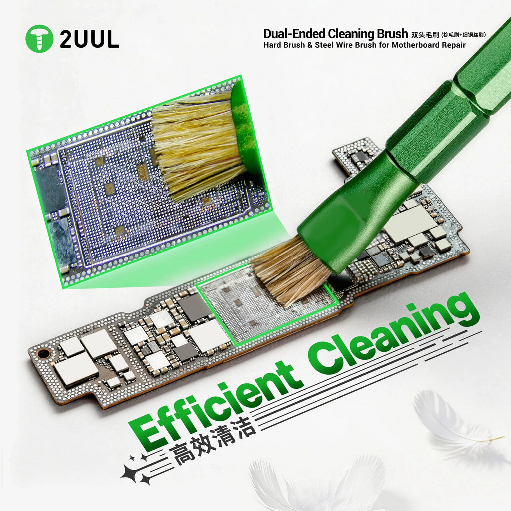 2UUL CL15 Dual Head Cleaning Brush Hard Brush / Steel Wire Brush for Motherboard Repair PCB Dust Removal Tools
