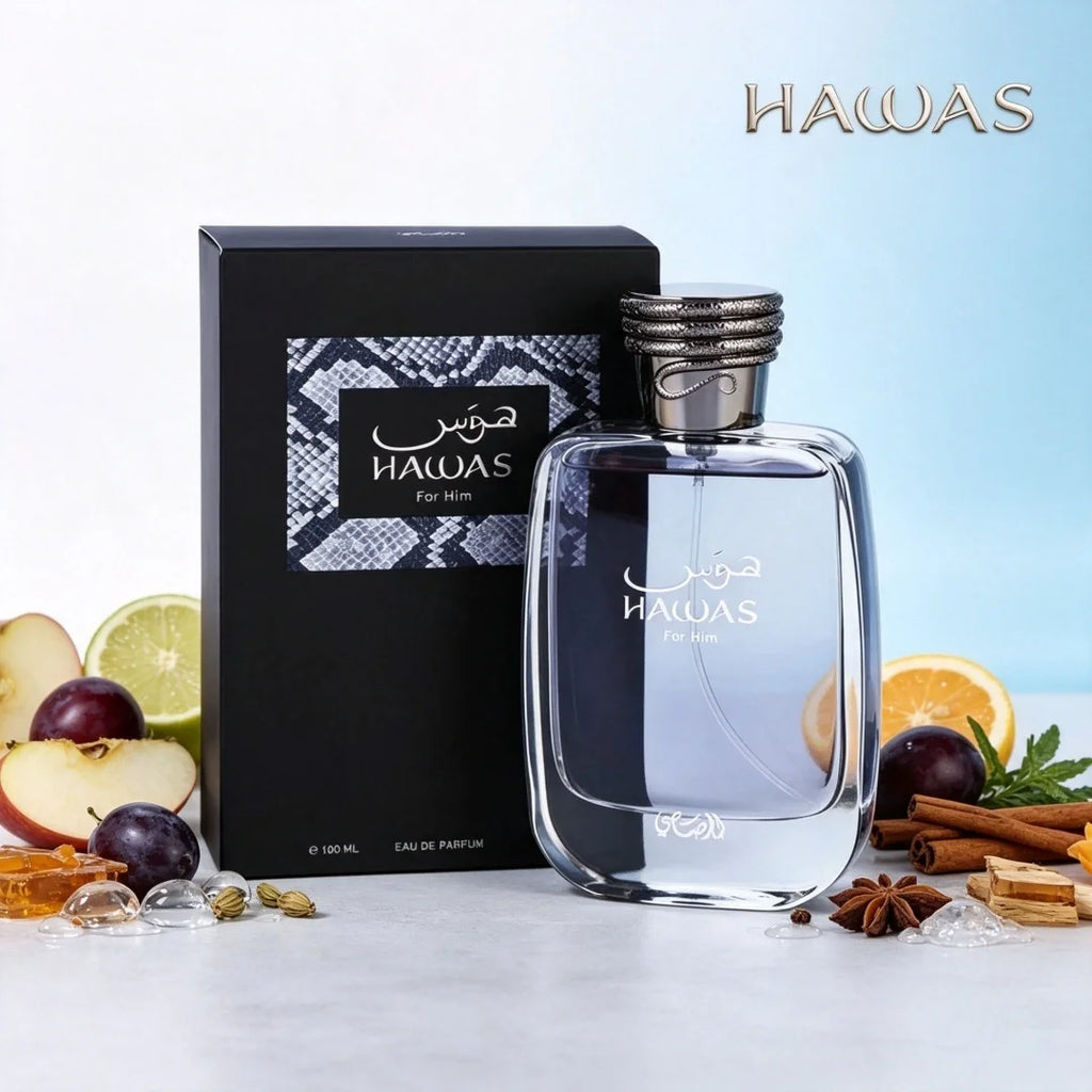 Hawas for Him by Rasasi Men’s Fragrance 100ml , Fresh Apple & Watery Notes Cologne for Casual Daily Use
