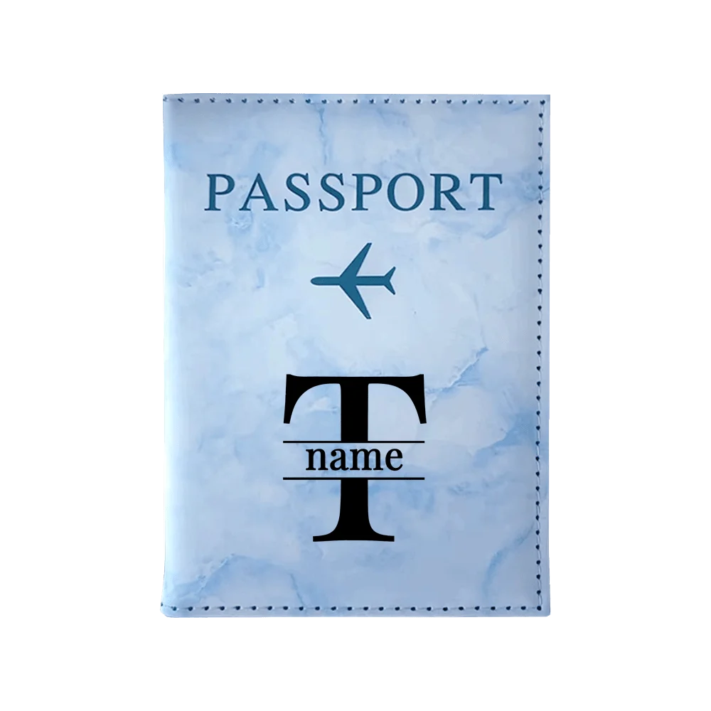 Customize Name Passport Cover Travel Wedding Passport Holder Organizer Personalized Black Initial Letter Printing Passport
