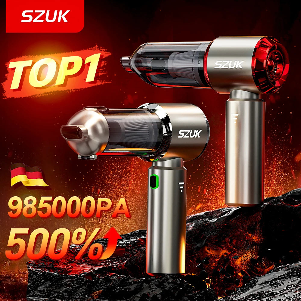 SZUK 985000PA Car Vacuum Cleaner Mini Powerful Cleaning Machine Strong Suction Handheld for Car Wireless Portable Home Appliance