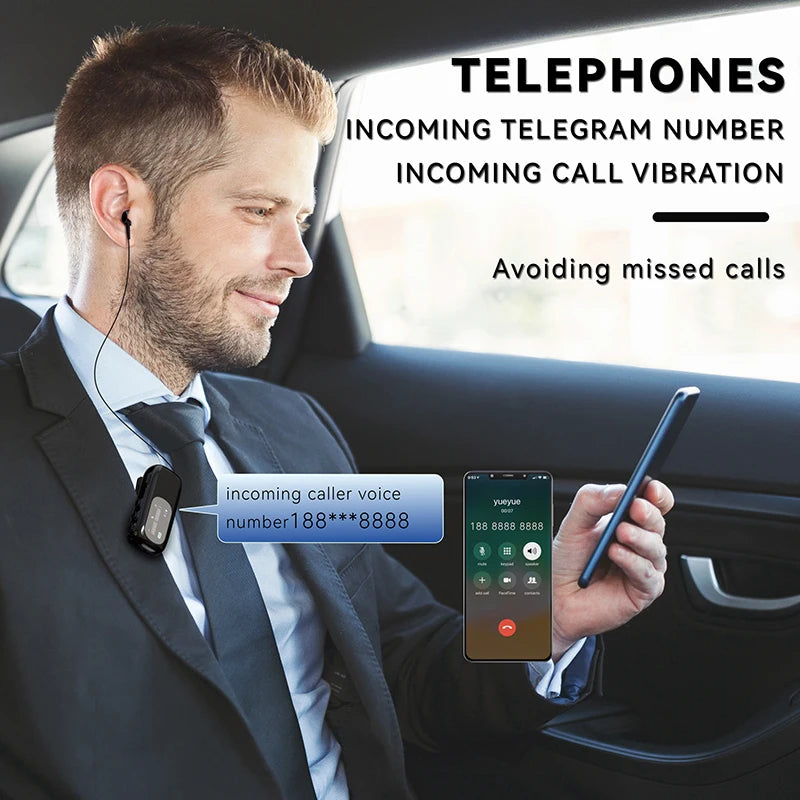 K75 Lavalier Business Bluetooth 5.4 Headphone Talk Time 20 Hours,LED Display,Voice broadcast Wireless Earphones For Work Driving
