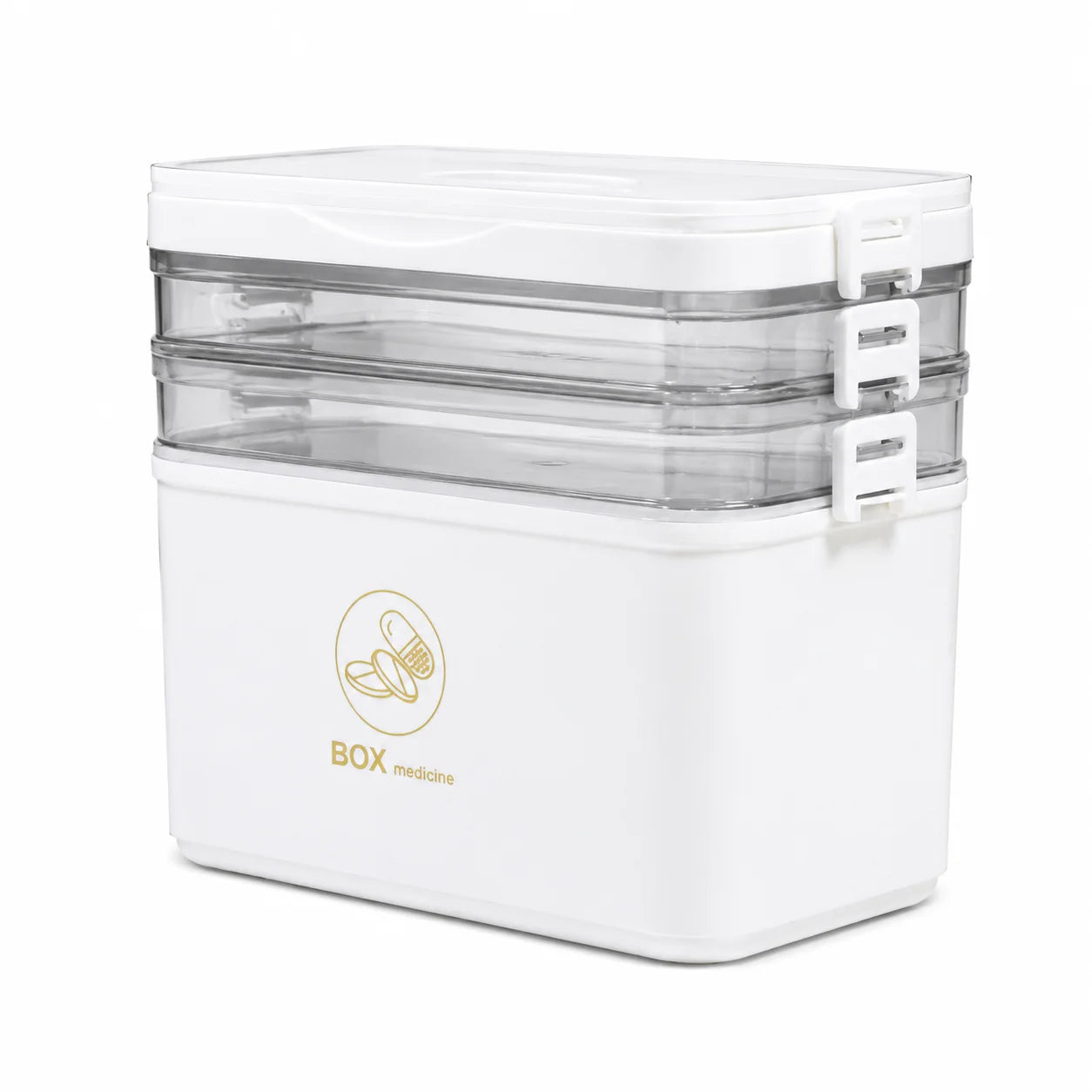 YX Large-Capacity Multi-Tier Stackable Storage Box Practical Portable Home First Aid Emergency Kit with Transparent Lid and Handles Organizer for Pills Crafts Hair Accessories Cosmetics Small Items Kitchen Bathroom Office Dor