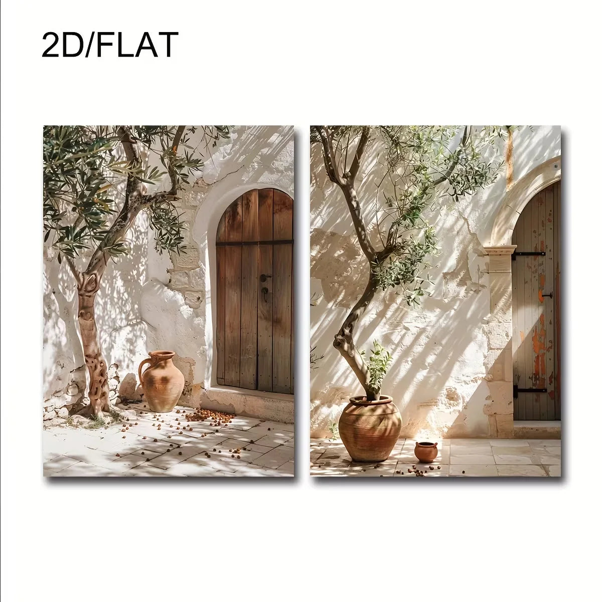 2pcs Modern Mediterranean Olive Trees Canvas Wall Art, Frameless Landscape Canvas Posters for Bedroom and Living Room Wall Decor