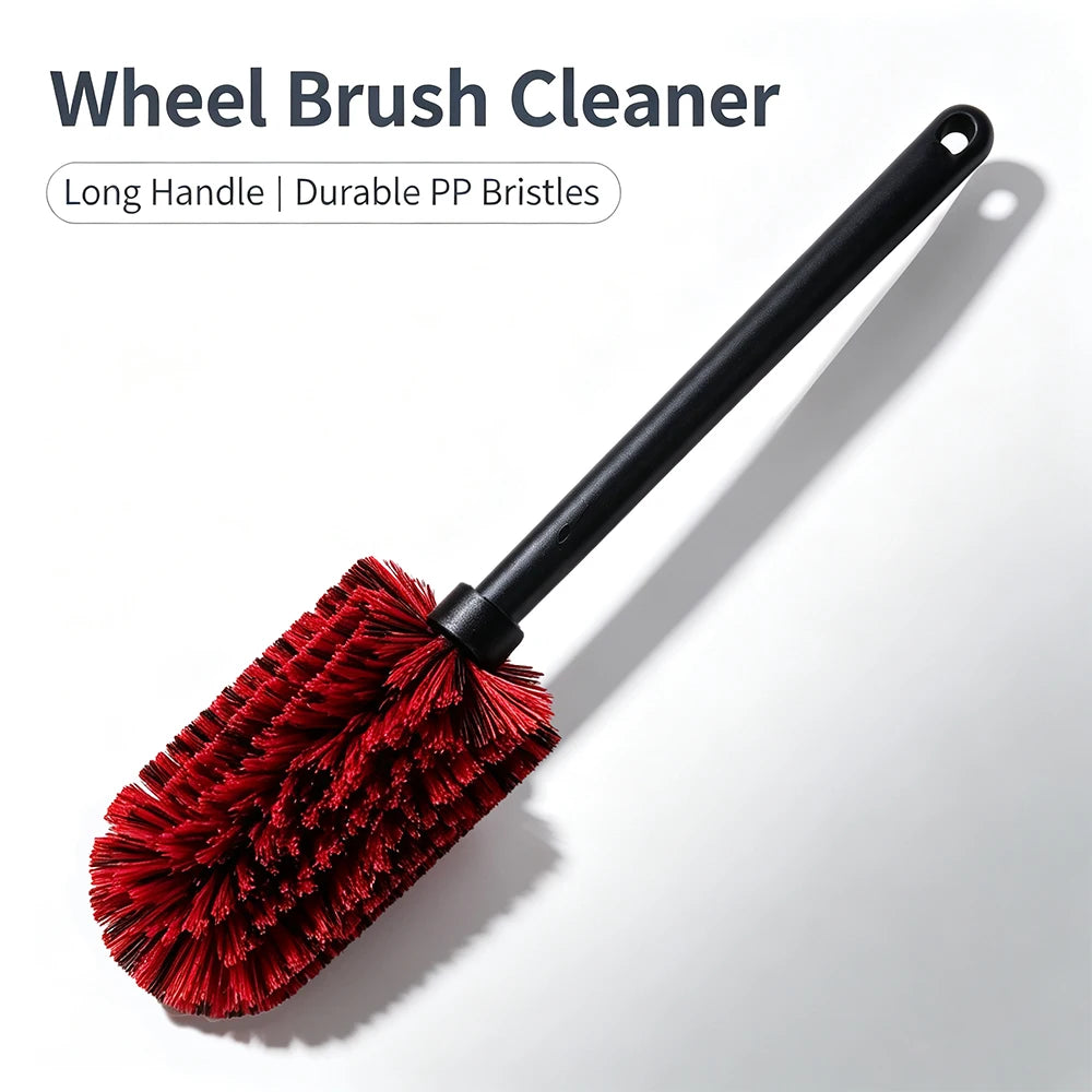 Car Alloy Wheel Cleaning Brush Long Handle PP Bristles for Rim Gap Brake Dust Remover Auto Tire Washing Care Tools
