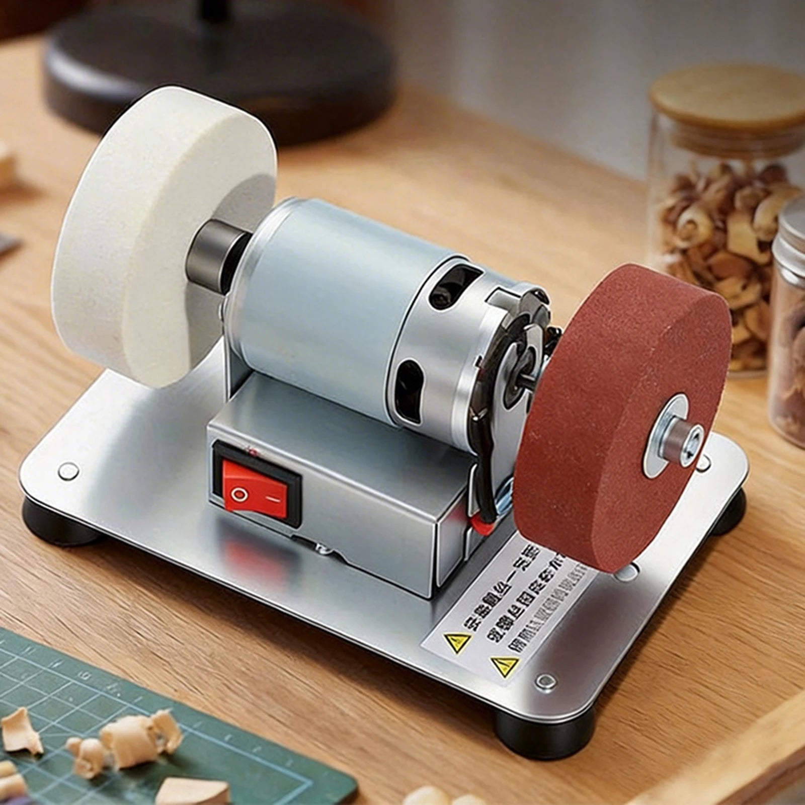 Small Bench Grinding Household Mini Electric Grinder Multi-Functional Benchtop Coarse Fine Double-Sided Polishing Machine