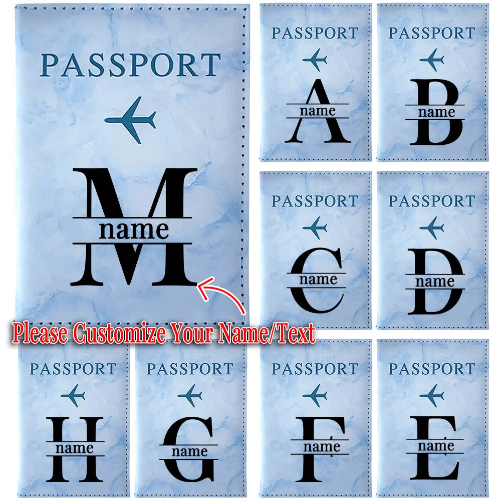 Customize Name Passport Cover Travel Wedding Passport Holder Organizer Personalized Black Initial Letter Printing Passport