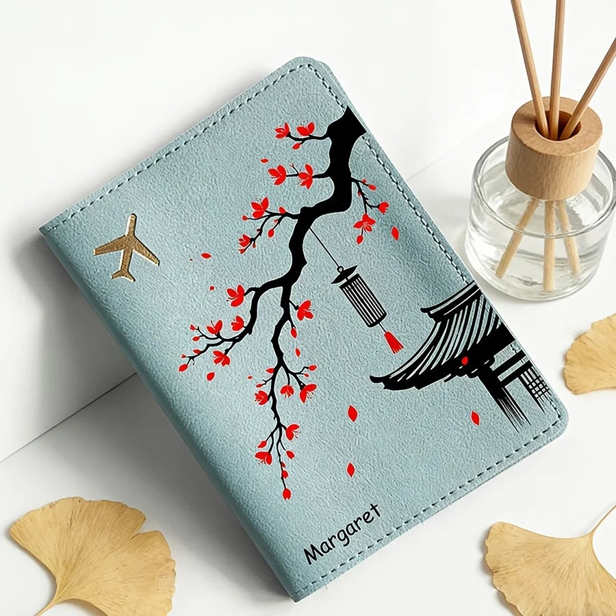 Floral Design Custom Passport Holder Lightweight Portable Travel Wallet Card Case Personalized Vacation Essential Gift