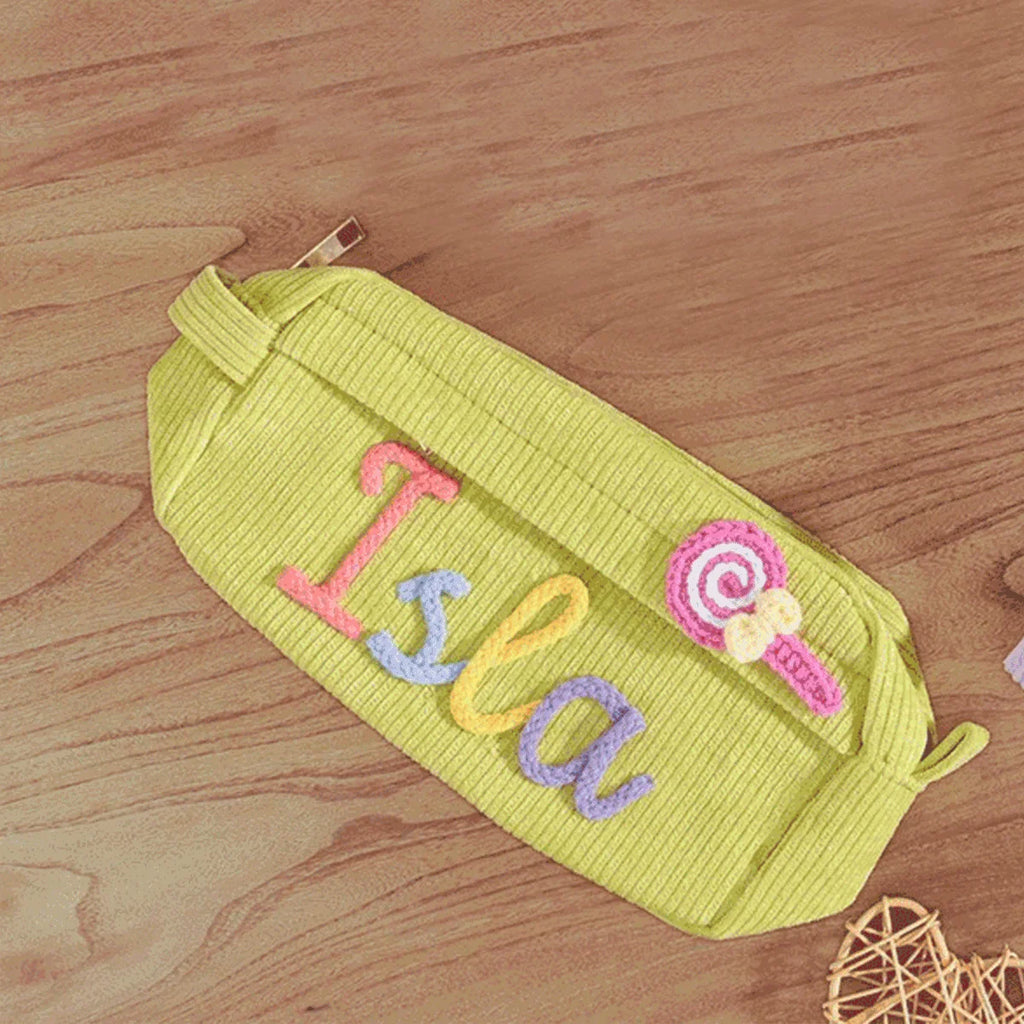 1pc Custom Corduroy Makeup Bag: Personalized yarn name bag, stylish and simple mini portable storage bag with large capacity