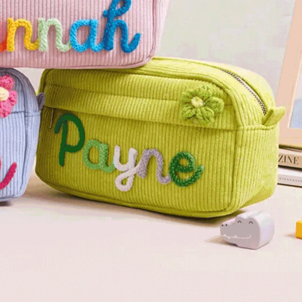1pc Custom Corduroy Makeup Bag: Personalized yarn name bag, stylish and simple mini portable storage bag with large capacity