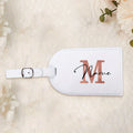 Personalized White Luggage Tag with Rose Golden Initials, Perfect for Your Suitcase Or Travel Bag