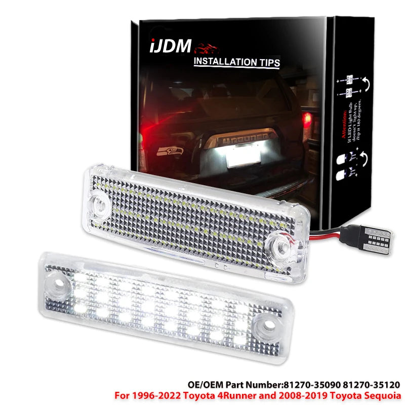 For Toyota 4Runner Sequoia' Land Cruiser Prado 150 Haice 100 Series Sienna Sequoia Hilux Lexus GX470 Led License Plate Light 12V