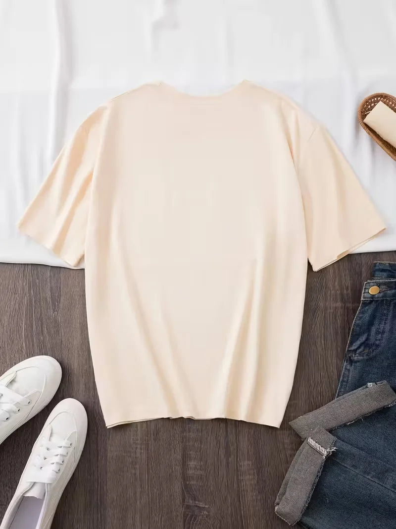 Plus size women's short sleeve T-shirt Koi Fish Cherry Blossom Sun Circle Everyday comfortable and versatile style summer