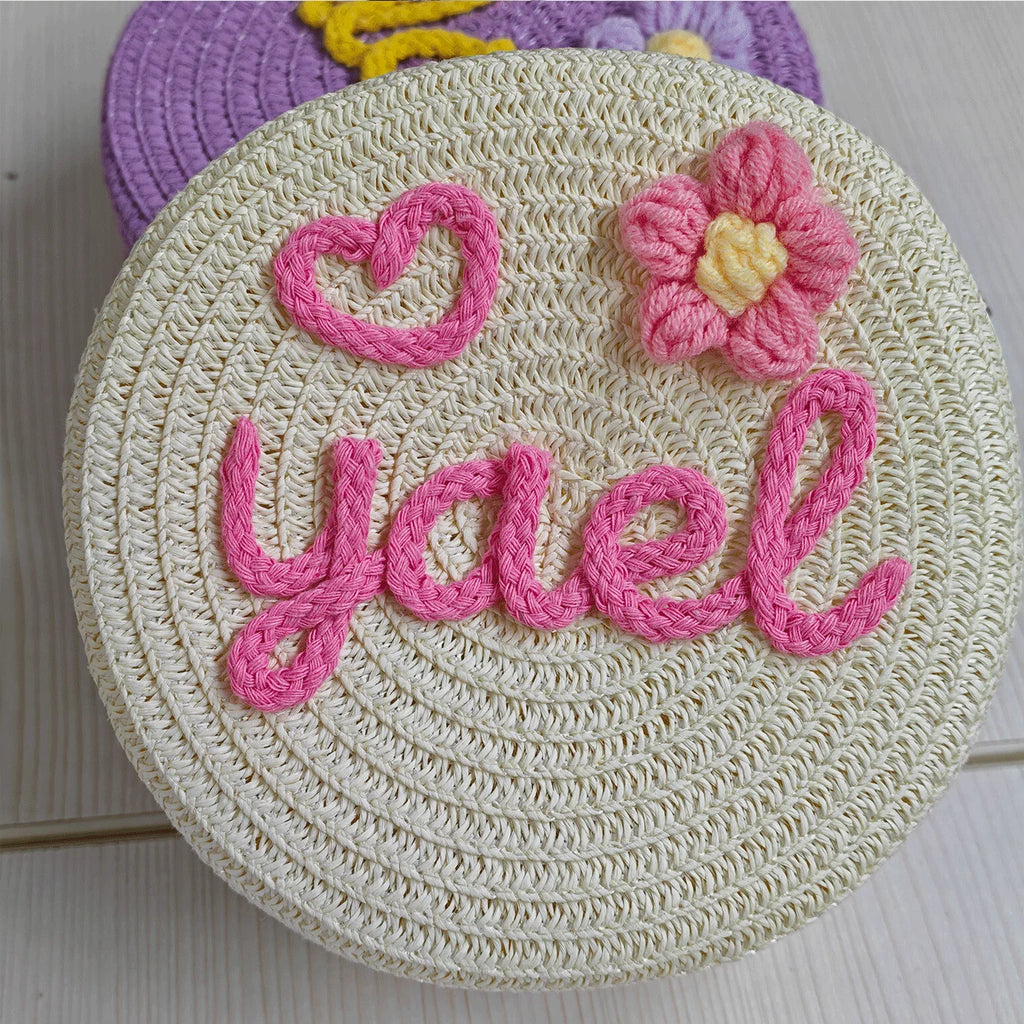 Personalized Custom Name Bag — Spring/Summer Round Straw Bag, Women's Beach Bag, Casual-Style Crossbody & Handbag
