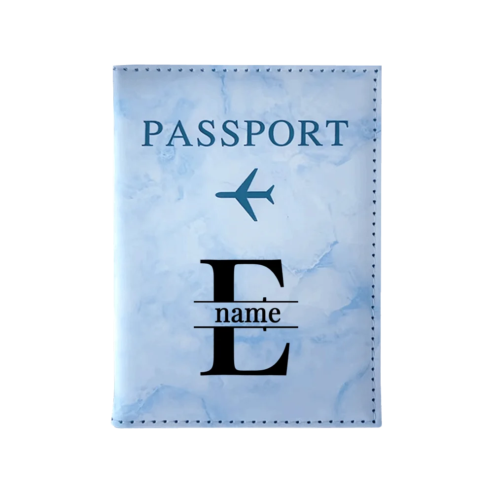 Customize Name Passport Cover Travel Wedding Passport Holder Organizer Personalized Black Initial Letter Printing Passport
