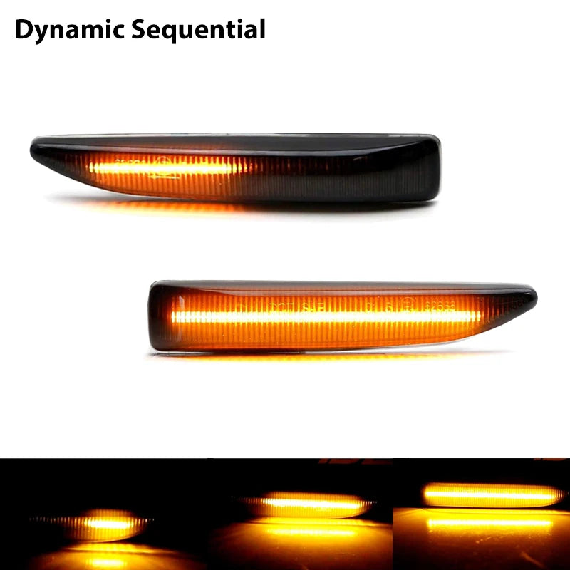 2pcs LED Side Marker Mirror Indicator Lamp Flowing Water Turn Signal Light Amber For BMW 7 Series E65 E66 E67 E68 2001-2008