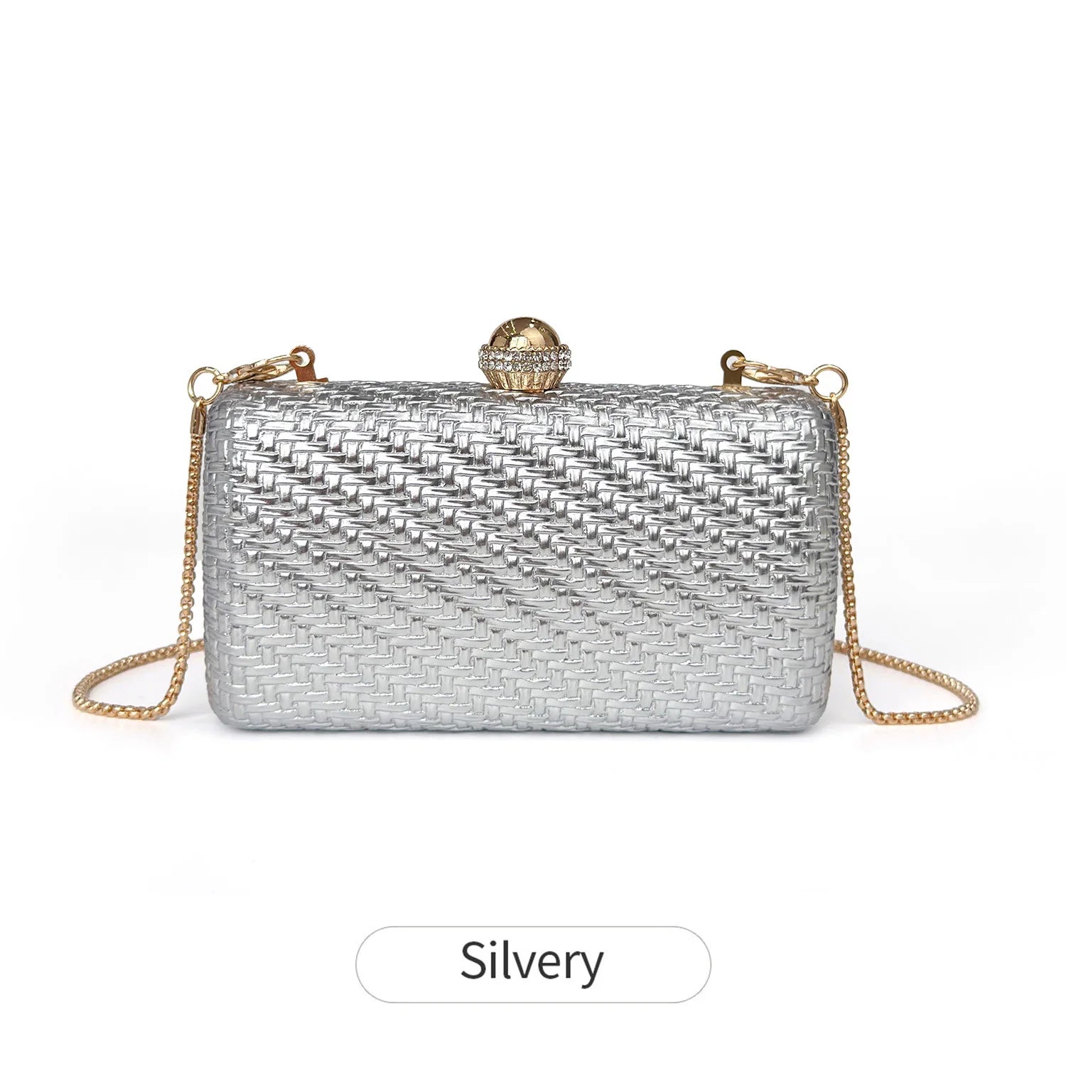 Luxury and stylish women's evening bag sparkling diamond solid color shoulder bag suitable for business banquets and weddings