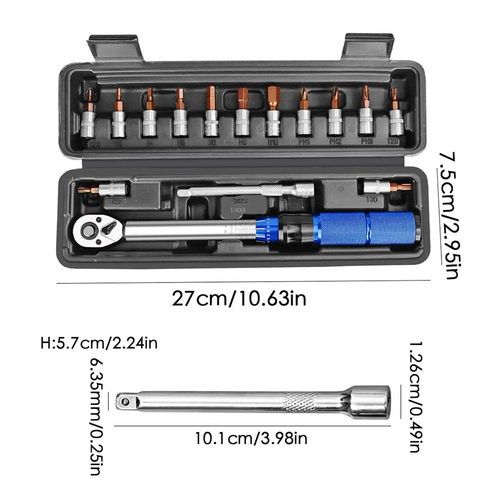 1/4" Drive Adjustable Torque Wrench Quick Release Ratchet Wrench 2-24N.m High Precision Preset Repair Tool for Auto Maintenance
