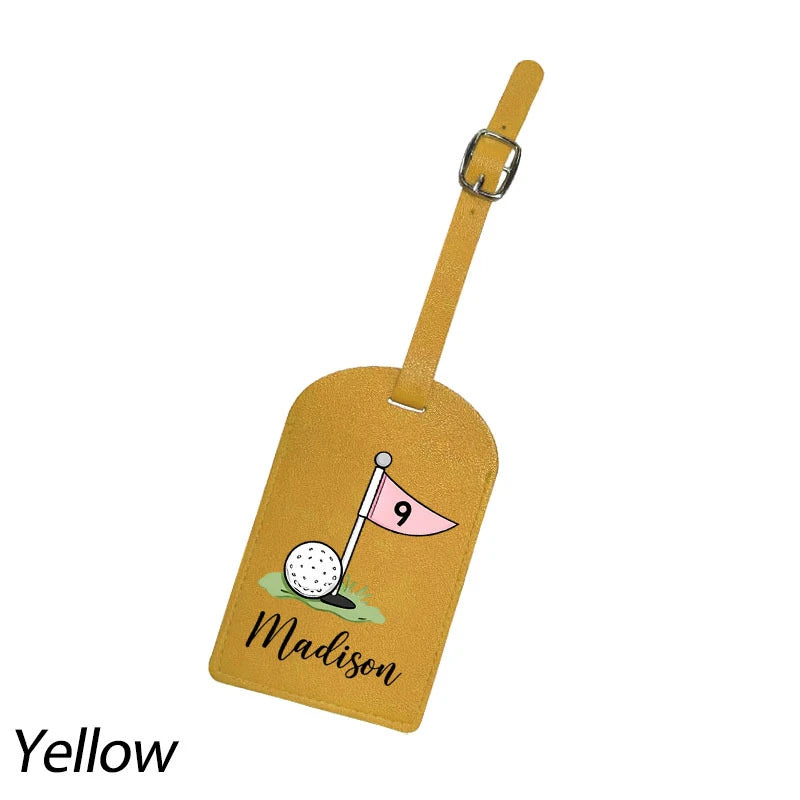 Custom Personalized Synthetic Leather Luggage Tag Golf Theme PU Material Privacy Flap Cover Travel Bag Identifier Perfect