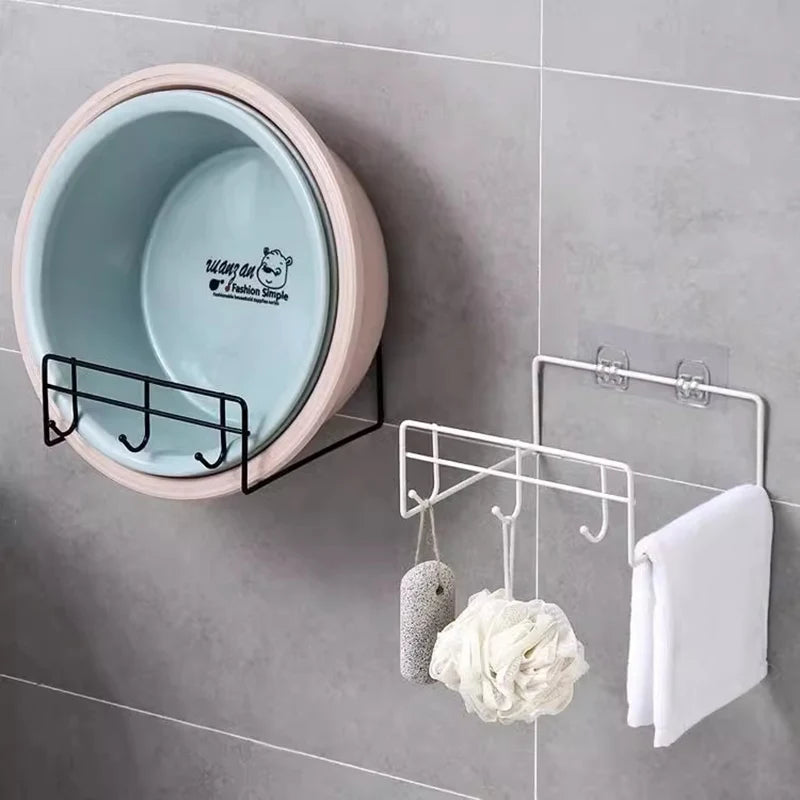 Waterproof Strong Adhesive Hook Shelf Sticker for Bathroom Kitchen Wall Shelf Rack Kitchen Sticking Wall Screw Hook Storage Rack