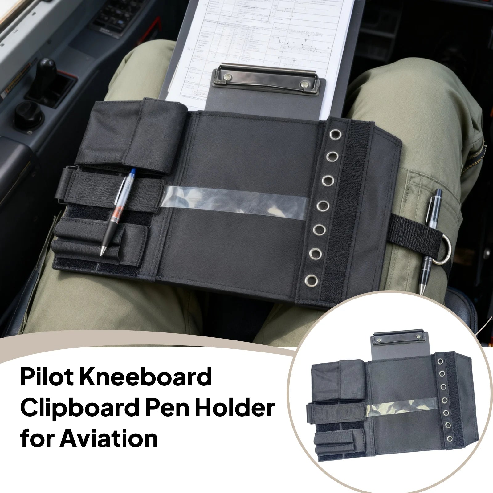 Pilot Kneeboard Oxford Cloth with Adjustable Strap Aviation Leg Flight Board Pilot Kneeboard Oxford Cloth Aviation Accessories