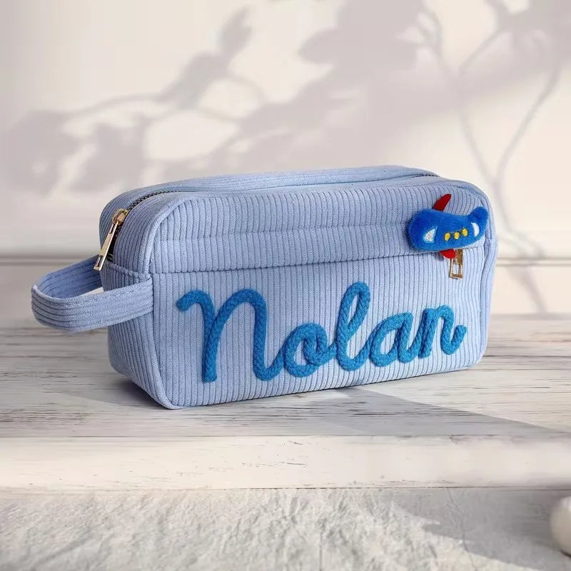 1pc Custom Corduroy Makeup Bag: Personalized yarn name bag, stylish and simple mini portable storage bag with large capacity