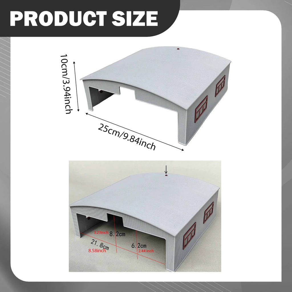 Airport Hangar Model with Light Door Window Realistic PP Large-Scale Airplane Parking Kit for 1/144 1/72 Aircraft Display